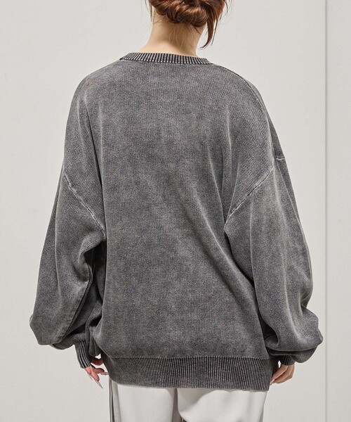 Alfred Alex(アルフレッドアレックス)の「【Alfred Alex】Sweat-Like Vintage Washed Knit / ヴィンテージ加工 スノーウォッシュ スウェットライクニット(ニット/セーター・メンズ・ブラック/ダークネイビー/グレー/プラム・M/L)」の8枚目の写真