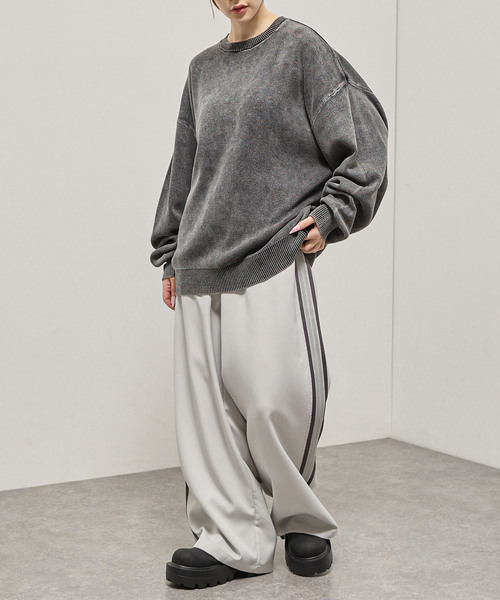 Alfred Alex(アルフレッドアレックス)の「【Alfred Alex】Sweat-Like Vintage Washed Knit / ヴィンテージ加工 スノーウォッシュ スウェットライクニット(ニット/セーター・メンズ・ブラック/ダークネイビー/グレー/プラム・M/L)」の10枚目の写真