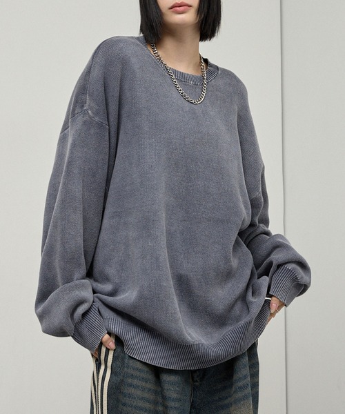 Alfred Alex(アルフレッドアレックス)の「【Alfred Alex】Sweat-Like Vintage Washed Knit / ヴィンテージ加工 スノーウォッシュ スウェットライクニット(ニット/セーター・メンズ・ブラック/ダークネイビー/グレー/プラム・M/L)」の19枚目の写真
