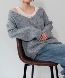 【on:nue】[2点セット] Vネックレイヤード起毛ニット /26-27 AW COLLECTION