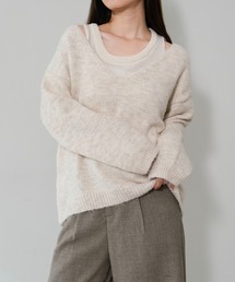 【on:nue】[2点セット] Vネックレイヤード起毛ニット /26-27 AW COLLECTION