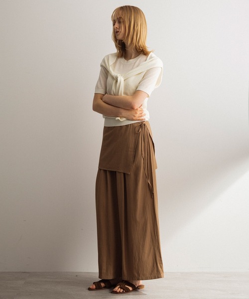 SERENO(セレーノ)の「レイヤードデザイン ワイドパンツ(その他パンツ・レディース・グレー/ベージュ/ブラウン・ONE SIZE)」の14枚目の写真