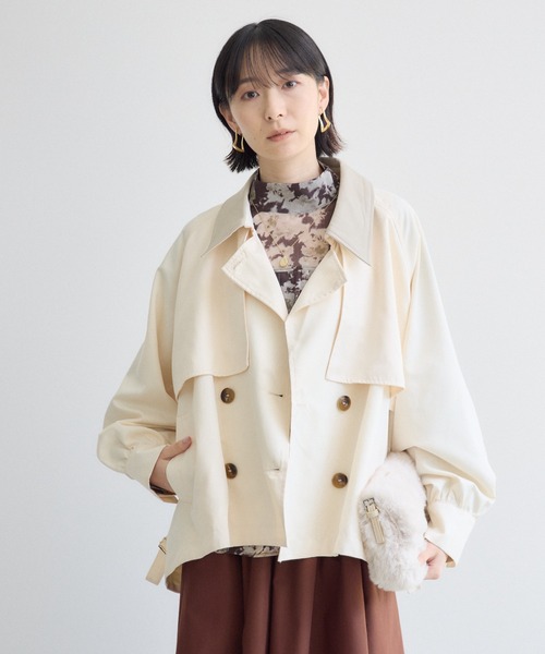 Paradise Picnic(パラダイスピクニック)の「異素材衿ショートトレンチコート(トレンチコート・レディース・アイボリー/ブラウン/ブラック・FREE)」の16枚目の写真