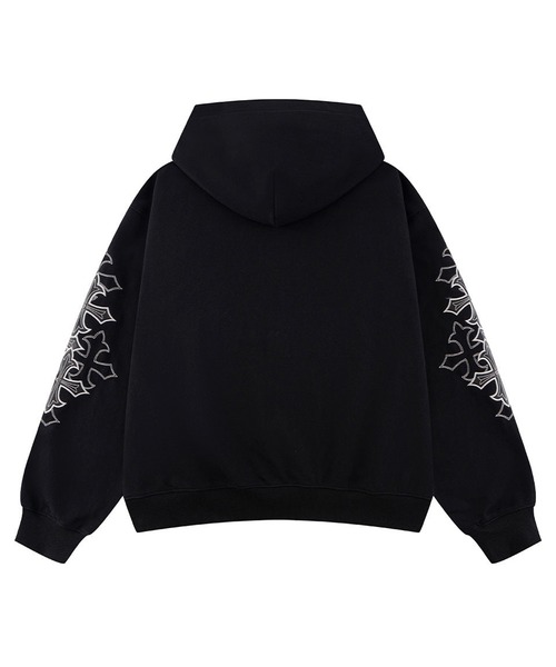 SUPPLIER(サプライヤー)の「SUPPLIER-Multiple Cross Leather Patch Zip Hoodie(パーカー・メンズ・ブラック・FREE)」の3枚目の写真