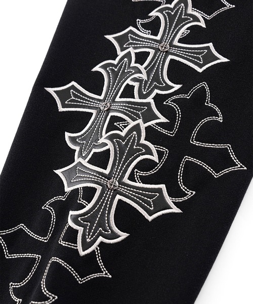 SUPPLIER(サプライヤー)の「SUPPLIER-Multiple Cross Leather Patch Zip Hoodie(パーカー・メンズ・ブラック・FREE)」の7枚目の写真
