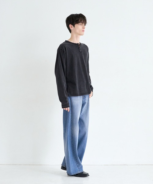 ASTRONOMY(アストロノミー)の「ヘンリーネックロングスリーブTシャツ カットソー ヴィンテージ加工/無地(Tシャツ/カットソー・メンズ・ブラウン/ブラック/ホワイト/チャコール・L/M)」の18枚目の写真