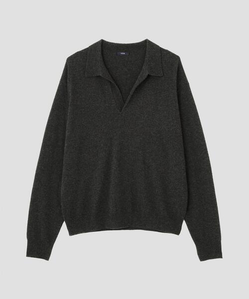 YLEVE(イレーヴ)の「YLEVE / CASHMERE KNIT SKIPPER PULLOVER(ニット/セーター・メンズ・グレー系その他3/ネイビー・4)」の4枚目の写真