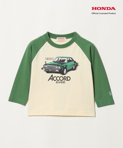 green label relaxing(グリーンレーベルリラクシング)の「【別注】<URBAMENT>Honda ラグラン Tシャツ / キッズ 100cm-130cm(Tシャツ/カットソー・キッズ・ダークグレー/ケリーグリーン/ブラウン系・110cm/100cm/120cm/130cm)」の1枚目の写真