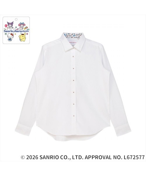TOKYO SHIRTS(トウキョウシャツ)の「【HELLO KITTY×TOKYO SHIRTS】 形態安定ノンアイロン ワイド 長袖ビジネスワイシャツ(ビジネスシャツ・レディース・ホワイト・LL/L/M)」の1枚目の写真