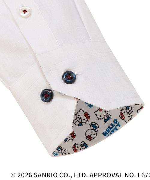 TOKYO SHIRTS(トウキョウシャツ)の「【HELLO KITTY×TOKYO SHIRTS】 形態安定ノンアイロン ワイド 長袖ビジネスワイシャツ(ビジネスシャツ・レディース・ホワイト・LL/L/M)」の4枚目の写真
