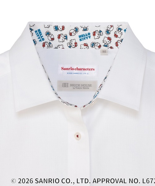 TOKYO SHIRTS(トウキョウシャツ)の「【HELLO KITTY×TOKYO SHIRTS】 形態安定ノンアイロン ワイド 長袖ビジネスワイシャツ(ビジネスシャツ・レディース・ホワイト・LL/L/M)」の3枚目の写真