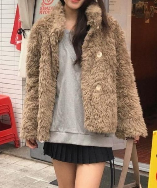 FLINEA(フリネア)の「スタンドカラーフェイクムートンアウター(ムートンコート・レディース・モカ/ベージュ・FREE)」の18枚目の写真
