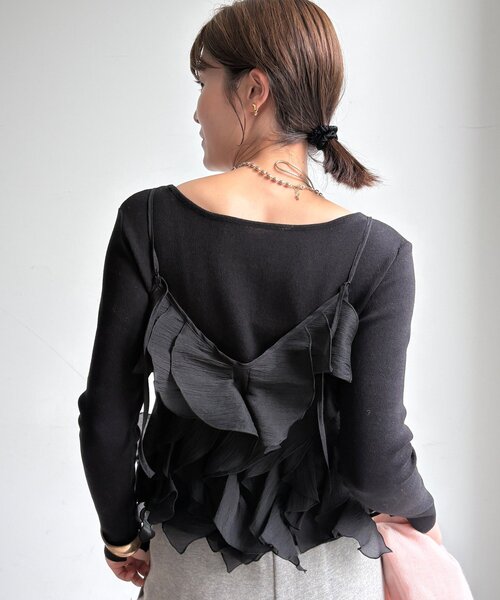 DouDou(ドゥドゥ)の「【WEB限定】前後2WAYフリルビスチェ(シャツ/ブラウス・レディース・ブラック/ベージュ・FREE)」の18枚目の写真