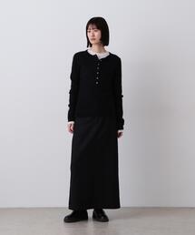 YLEVE / WOOL MOHAIR GABA x VISCOSE COTTON SATIN SKIRT