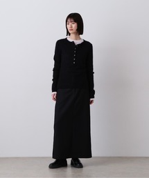 YLEVE / WOOL MOHAIR GABA x VISCOSE COTTON SATIN SKIRT