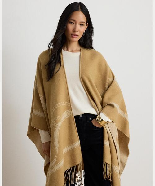 LAUREN RALPH LAUREN(ローレン ラルフ ローレン)の「ベルティングモチーフ ジャカード フリンジトリム ルアナ(ポンチョ・レディース・ブラウン系5・ONE)」の8枚目の写真