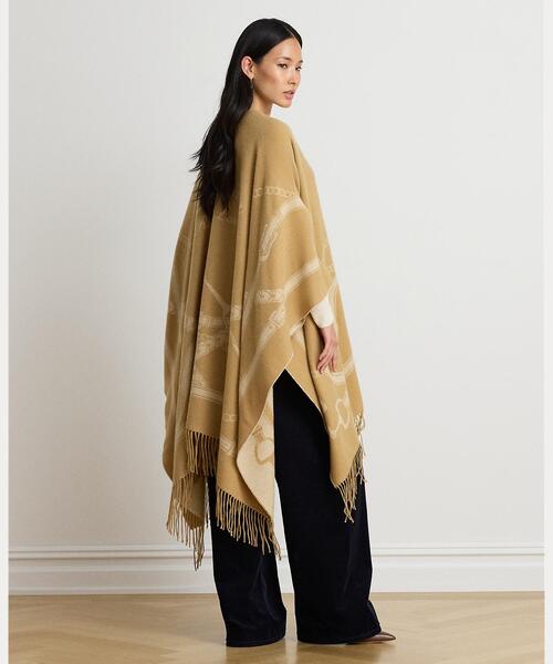 LAUREN RALPH LAUREN(ローレン ラルフ ローレン)の「ベルティングモチーフ ジャカード フリンジトリム ルアナ(ポンチョ・レディース・ブラウン系5・ONE)」の7枚目の写真