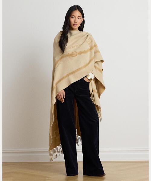 LAUREN RALPH LAUREN(ローレン ラルフ ローレン)の「ベルティングモチーフ ジャカード フリンジトリム ルアナ(ポンチョ・レディース・ブラウン系5・ONE)」の5枚目の写真