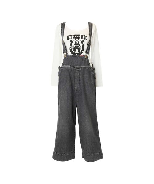 HYSTERIC GLAMOUR(ヒステリックグラマー)の「アンクルレングスデニムオーバーオール(つなぎ/オールインワン・レディース・ブラック/ライトインディゴブルー・SMALL/MEDIUM)」の6枚目の写真