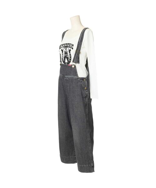 HYSTERIC GLAMOUR(ヒステリックグラマー)の「アンクルレングスデニムオーバーオール(つなぎ/オールインワン・レディース・ブラック/ライトインディゴブルー・SMALL/MEDIUM)」の7枚目の写真