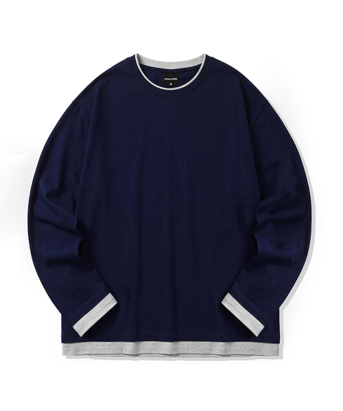 Viva La Vida(ヴィヴァ ラ ヴィダ)の「配色トリミング ロングスリーブ Tシャツ(Tシャツ/カットソー・メンズ・チャコールグレー/ブラック/ネイビー/チャコール/バーガンディー・MEDIUM/LARGE)」の4枚目の写真