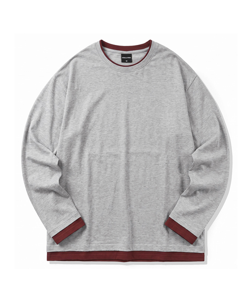 Viva La Vida(ヴィヴァ ラ ヴィダ)の「配色トリミング ロングスリーブ Tシャツ(Tシャツ/カットソー・メンズ・チャコールグレー/ブラック/ネイビー/チャコール/バーガンディー・MEDIUM/LARGE)」の3枚目の写真