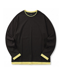配色トリミング ロングスリーブ Tシャツ