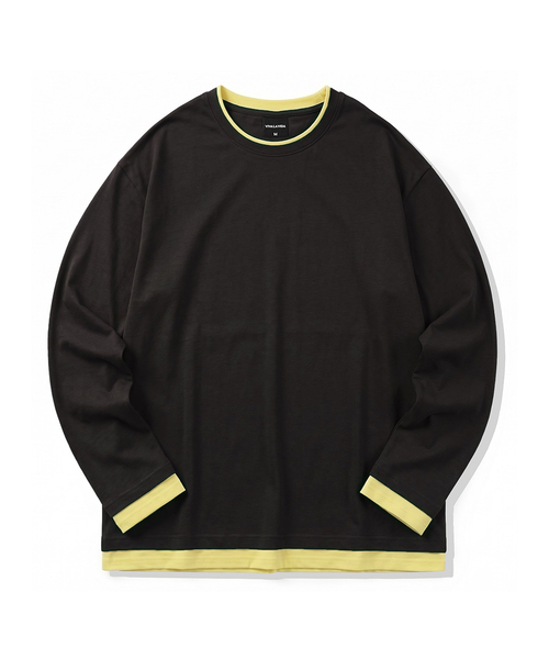 Viva La Vida(ヴィヴァ ラ ヴィダ)の「配色トリミング ロングスリーブ Tシャツ(Tシャツ/カットソー・メンズ・チャコールグレー/ブラック/ネイビー/チャコール/バーガンディー・MEDIUM/LARGE)」の1枚目の写真
