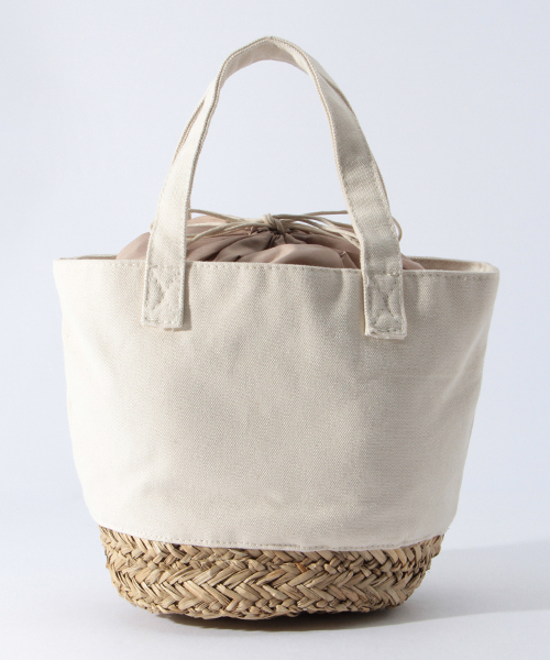 LBC（エルビーシー）の「キャンバスコンビカゴバック（かごバッグ・レディース・オリーブ/オフホワイト/ブルー・ONE SIZE）」の2枚目の写真
