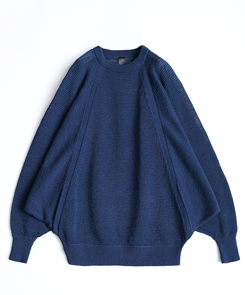 SHAREEF（シャリーフ）の「IRREGULAR KNITTING DOLMAN P/O（ニット/セーター・メンズ・ブラック/ダークグリーン/パープル・1/2）」の3枚目の写真