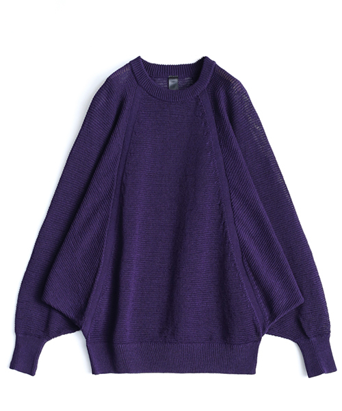 SHAREEF（シャリーフ）の「IRREGULAR KNITTING DOLMAN P/O（ニット/セーター・メンズ・ブラック/ダークグリーン/パープル・1/2）」の6枚目の写真