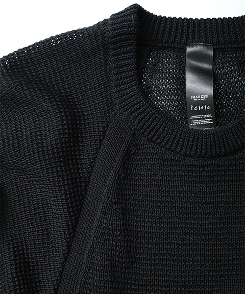 SHAREEF（シャリーフ）の「IRREGULAR KNITTING DOLMAN P/O（ニット/セーター・メンズ・ブラック/ダークグリーン/パープル・1/2）」の13枚目の写真