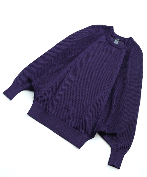 SHAREEF（シャリーフ）の「IRREGULAR KNITTING DOLMAN P/O（ニット/セーター・メンズ・ブラック/ダークグリーン/パープル・1/2）」の5枚目の写真
