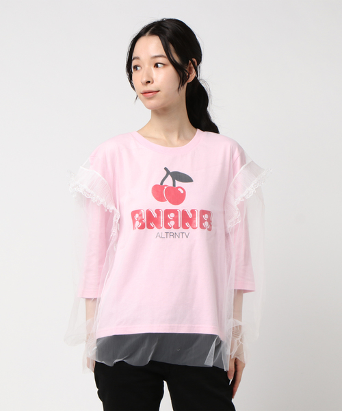 RNA(アールエヌエー)の「M0853 チェリープリントチュールコンビTシャツ(Tシャツ/カットソー・レディース・ホワイト/ピンク/ブラック・MEDIUM)」の20枚目の写真
