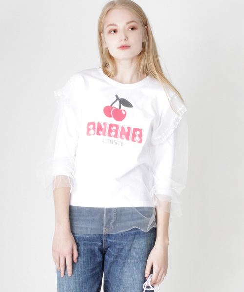 RNA(アールエヌエー)の「M0853 チェリープリントチュールコンビTシャツ(Tシャツ/カットソー・レディース・ホワイト/ピンク/ブラック・MEDIUM)」の17枚目の写真