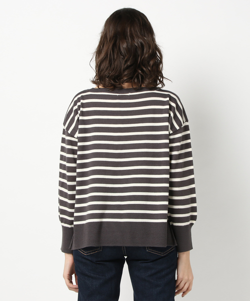 earth music&ecology（アースミュージックアンドエコロジー）の「・ボーダーニットプルオーバー（ニット/セーター・レディース・ネイビー/アイボリー/キャメル/チャコールグレー・FREE）」の6枚目の写真