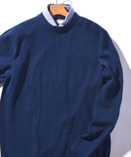SHIPS（シップス）の「SU: ブークレ インディゴプルオーバーニット■（ニット/セーター・メンズ・ブルー/ネイビー/コバルトブルー・SMALL/MEDIUM/LARGE/X-LARGE）」の2枚目の写真