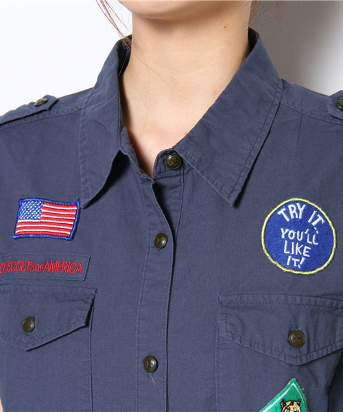 WEGO（ウィゴー）の「WEGO/ボーイスカウトシャツ（S）（シャツ/ブラウス・レディース・カーキ/ネイビー/ライトピンク・FREE）」の7枚目の写真