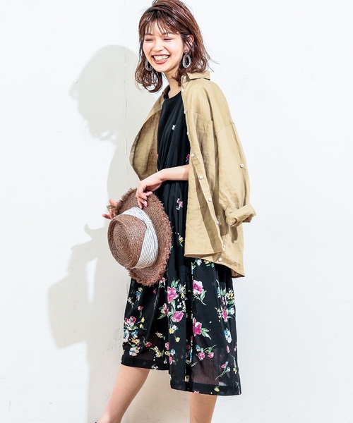 natural couture（ナチュラルクチュール）の「コットンボイルフラワーワンピ（ワンピース・レディース・オフホワイト/ブラック/レッド・FREE）」の10枚目の写真