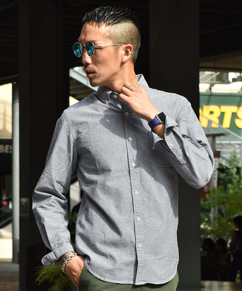 JOKER（ジョーカー）の「長袖シャツ メンズ トップス シャツ  長袖　オックスフォード カッターシャツ　　コットン ボタン チェック柄 ストライプ（シャツ/ブラウス・メンズ・サックスブルー/ワイン/グレー/ピンク/ブルー系その他/ブラック/ブラック系その他2/ネイビー/ブルー系その他2/ブラック系その他/ホワイト・L/LL/M）」の6枚目の写真