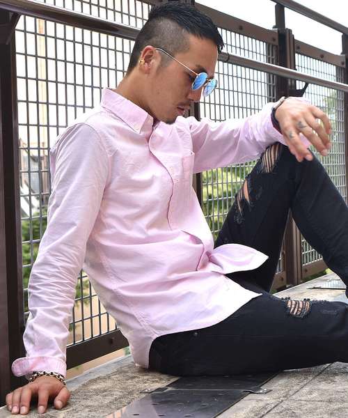 JOKER（ジョーカー）の「長袖シャツ メンズ トップス シャツ  長袖　オックスフォード カッターシャツ　　コットン ボタン チェック柄 ストライプ（シャツ/ブラウス・メンズ・サックスブルー/ワイン/グレー/ピンク/ブルー系その他/ブラック/ブラック系その他2/ネイビー/ブルー系その他2/ブラック系その他/ホワイト・L/LL/M）」の10枚目の写真