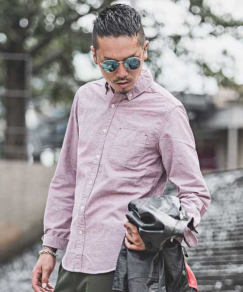 JOKER（ジョーカー）の「長袖シャツ メンズ トップス シャツ  長袖　オックスフォード カッターシャツ　　コットン ボタン チェック柄 ストライプ（シャツ/ブラウス・メンズ・サックスブルー/ワイン/グレー/ピンク/ブルー系その他/ブラック/ブラック系その他2/ネイビー/ブルー系その他2/ブラック系その他/ホワイト・L/LL/M）」の11枚目の写真