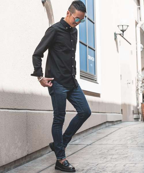 JOKER（ジョーカー）の「長袖シャツ メンズ トップス シャツ  長袖　オックスフォード カッターシャツ　　コットン ボタン チェック柄 ストライプ（シャツ/ブラウス・メンズ・サックスブルー/ワイン/グレー/ピンク/ブルー系その他/ブラック/ブラック系その他2/ネイビー/ブルー系その他2/ブラック系その他/ホワイト・L/LL/M）」の13枚目の写真