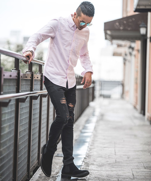 JOKER（ジョーカー）の「長袖シャツ メンズ トップス シャツ  長袖　オックスフォード カッターシャツ　　コットン ボタン チェック柄 ストライプ（シャツ/ブラウス・メンズ・サックスブルー/ワイン/グレー/ピンク/ブルー系その他/ブラック/ブラック系その他2/ネイビー/ブルー系その他2/ブラック系その他/ホワイト・L/LL/M）」の21枚目の写真