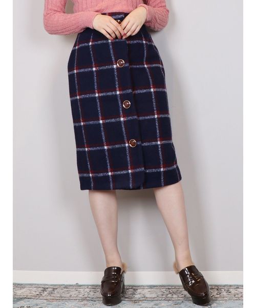 dazzlin(ダズリン)の「ブラッシュチェックスカート(スカート・レディース・ピンク/ネイビー/ブラウン・SMALL/MEDIUM)」の2枚目の写真