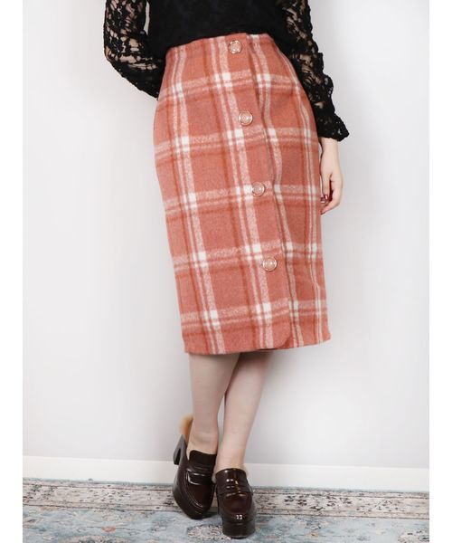 dazzlin(ダズリン)の「ブラッシュチェックスカート(スカート・レディース・ピンク/ネイビー/ブラウン・SMALL/MEDIUM)」の3枚目の写真