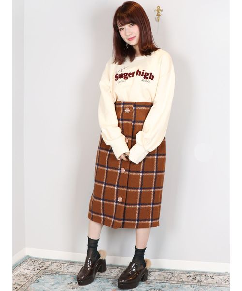 dazzlin(ダズリン)の「ブラッシュチェックスカート(スカート・レディース・ピンク/ネイビー/ブラウン・SMALL/MEDIUM)」の12枚目の写真