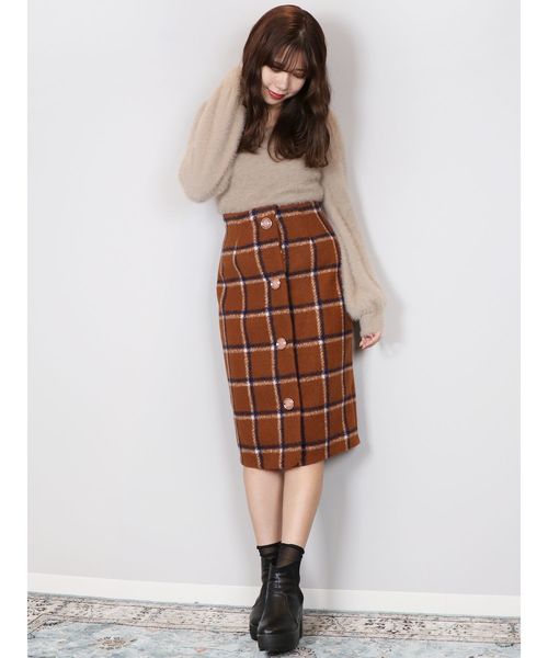 dazzlin(ダズリン)の「ブラッシュチェックスカート(スカート・レディース・ピンク/ネイビー/ブラウン・SMALL/MEDIUM)」の21枚目の写真