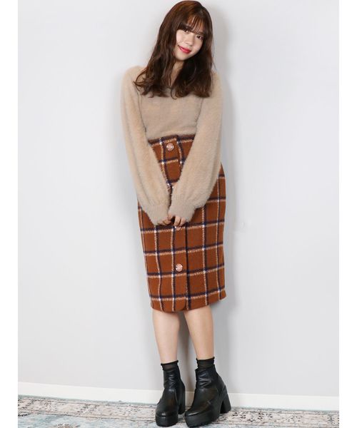 dazzlin(ダズリン)の「ブラッシュチェックスカート(スカート・レディース・ピンク/ネイビー/ブラウン・SMALL/MEDIUM)」の15枚目の写真