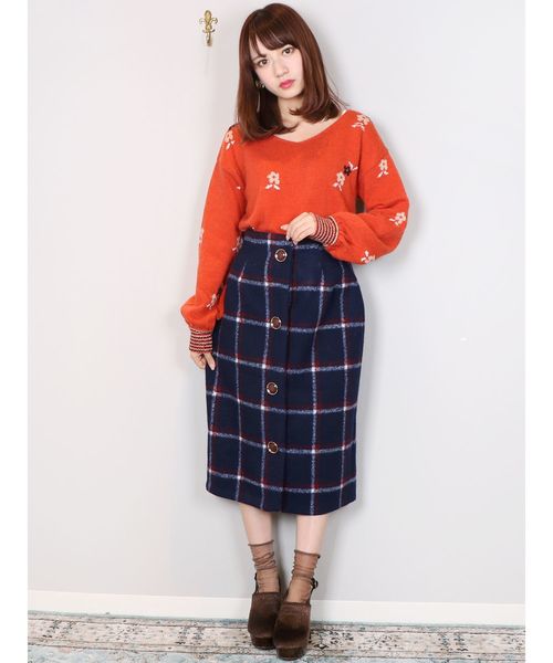 dazzlin(ダズリン)の「ブラッシュチェックスカート(スカート・レディース・ピンク/ネイビー/ブラウン・SMALL/MEDIUM)」の8枚目の写真